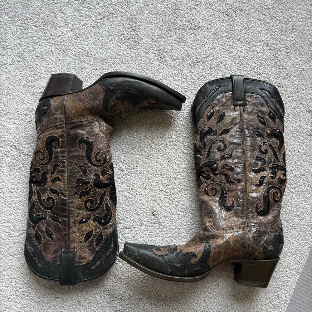 Corral Brown Leather Western Boots 9 1/2 - Picture 2 of 8